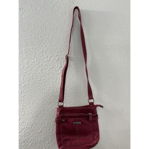 Rosetti Faux Red Leather Crossbody‎ Bag With Pockets Zippers - Picture 1 of 10